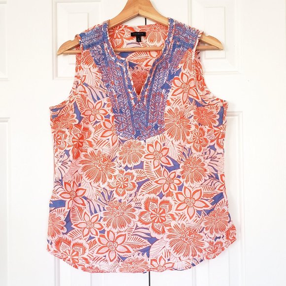 Talbots 100% Cotton Tropical Tunic - Fun and cool! Size M - Picture 1 of 7